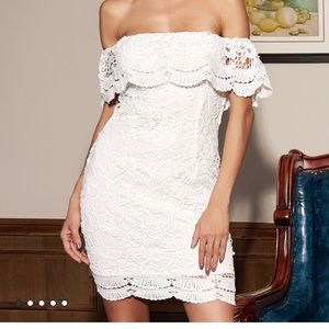 White Lace Ruffle Dress